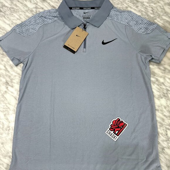 Nike Court Slam Advantage ADV Tennis Polo Jersey Mens Medium Blue FD5244 440 - Picture 1 of 14